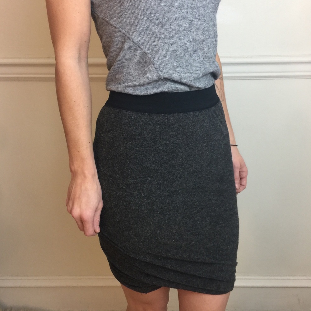 T Alexander Wang Grey Fuzzy Soft Mini Layer Skirt - Picture 4 of 8